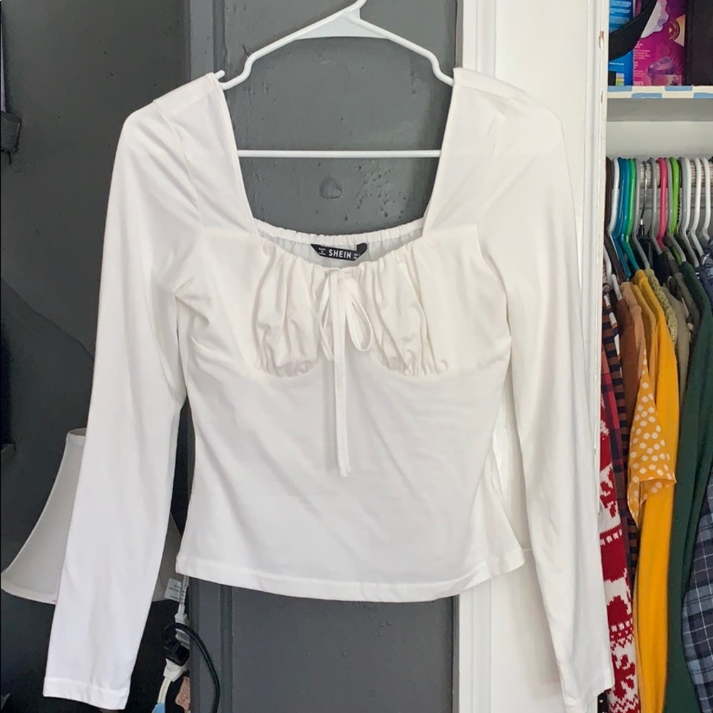 White ruched front top
